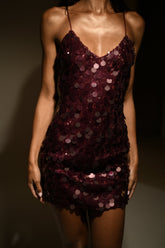 Romilly Sequin Mini Dress - Burgundy